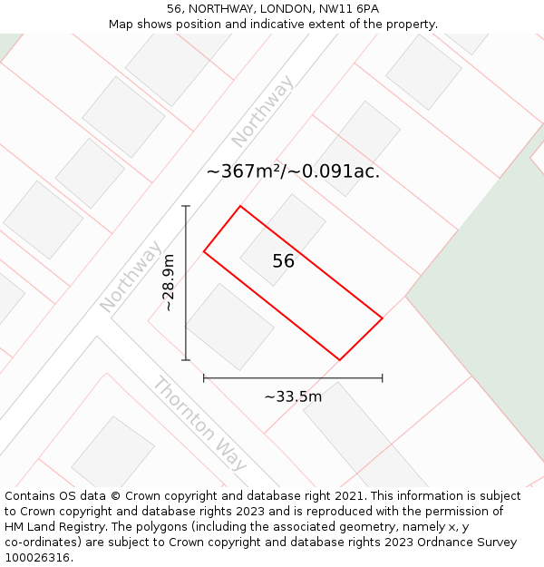 56, NORTHWAY, LONDON, NW11 6PA: Plot and title map