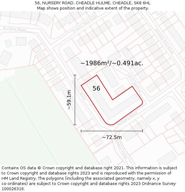 56, NURSERY ROAD, CHEADLE HULME, CHEADLE, SK8 6HL: Plot and title map