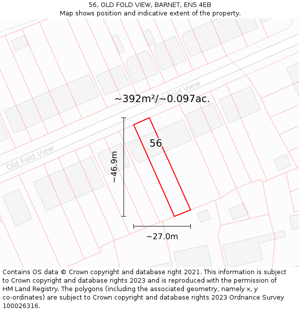 56, OLD FOLD VIEW, BARNET, EN5 4EB: Plot and title map