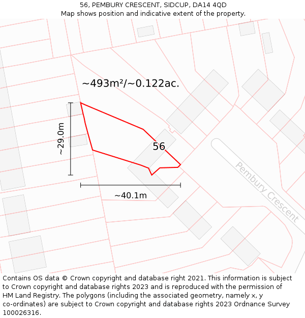 56, PEMBURY CRESCENT, SIDCUP, DA14 4QD: Plot and title map