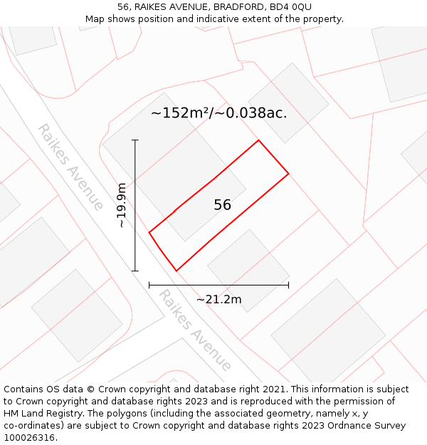 56, RAIKES AVENUE, BRADFORD, BD4 0QU: Plot and title map