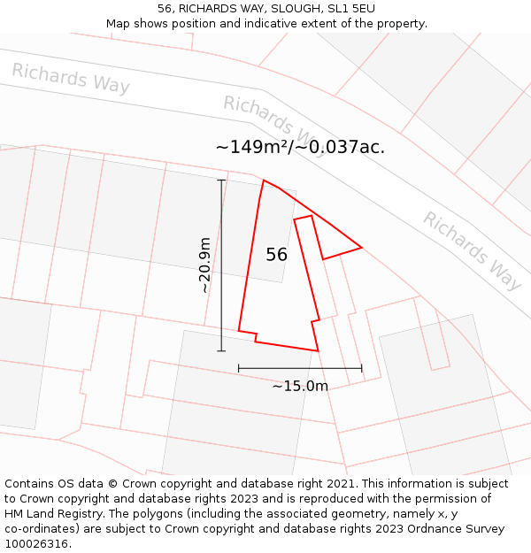 56, RICHARDS WAY, SLOUGH, SL1 5EU: Plot and title map