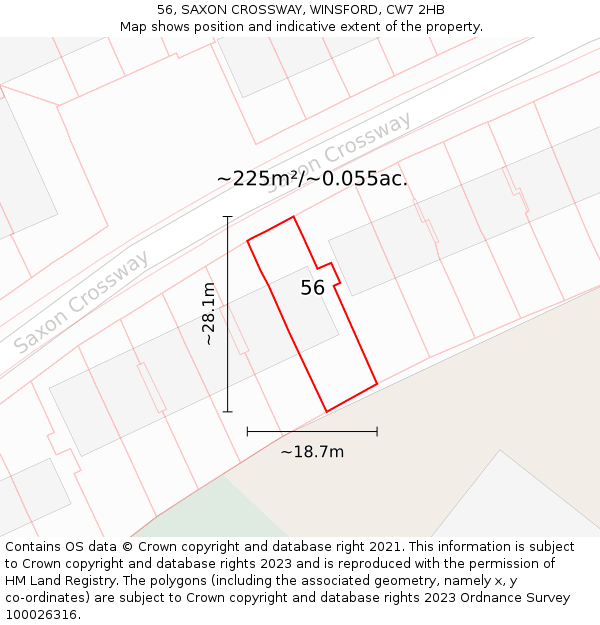 56, SAXON CROSSWAY, WINSFORD, CW7 2HB: Plot and title map