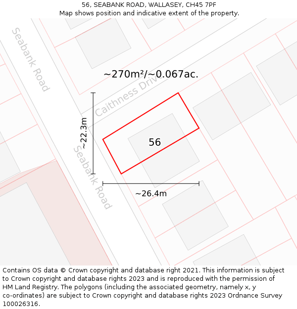 56, SEABANK ROAD, WALLASEY, CH45 7PF: Plot and title map