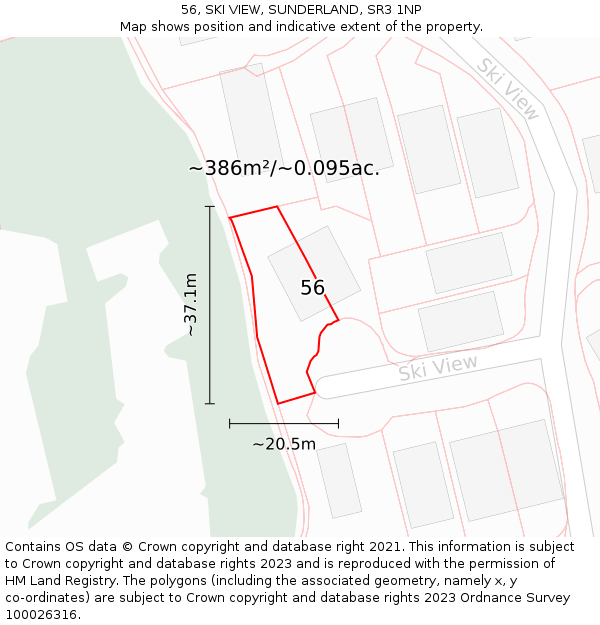 56, SKI VIEW, SUNDERLAND, SR3 1NP: Plot and title map