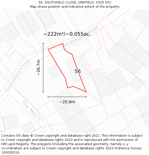 56, SOUTHFIELD CLOSE, DRIFFIELD, YO25 5YU: Plot and title map