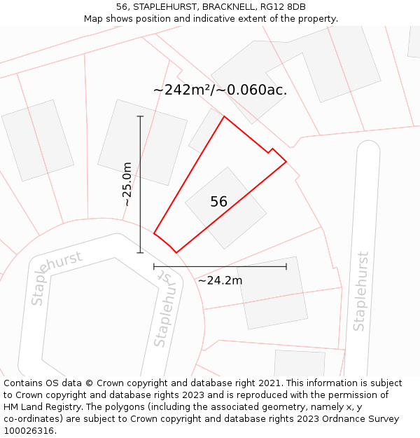 56, STAPLEHURST, BRACKNELL, RG12 8DB: Plot and title map