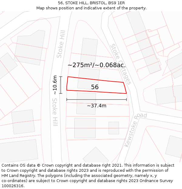 56, STOKE HILL, BRISTOL, BS9 1ER: Plot and title map