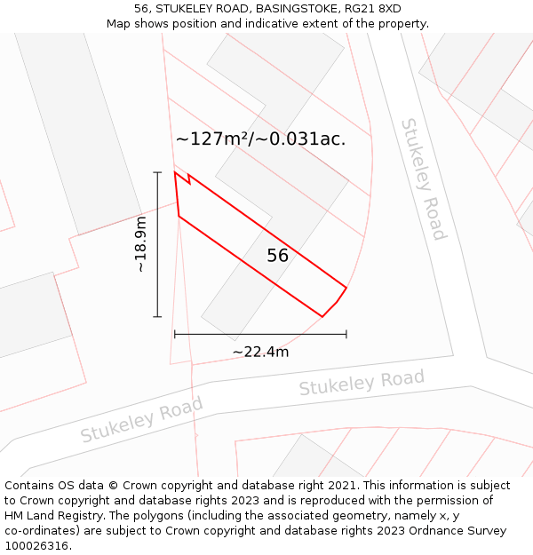 56, STUKELEY ROAD, BASINGSTOKE, RG21 8XD: Plot and title map