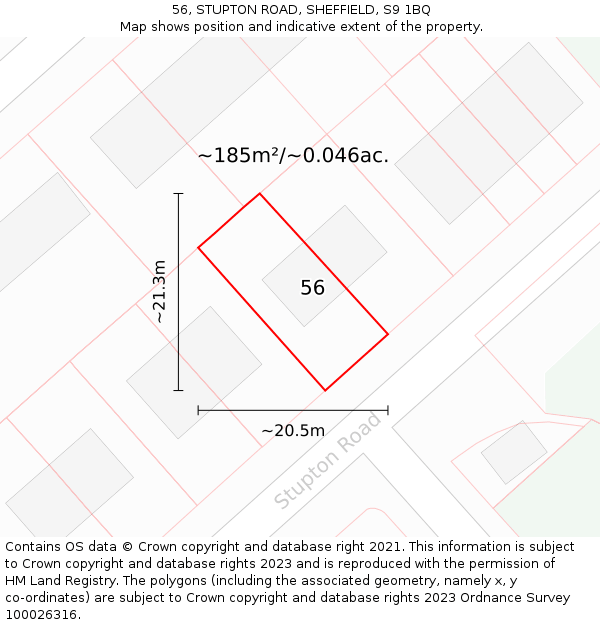 56, STUPTON ROAD, SHEFFIELD, S9 1BQ: Plot and title map