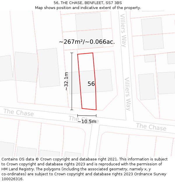 56, THE CHASE, BENFLEET, SS7 3BS: Plot and title map