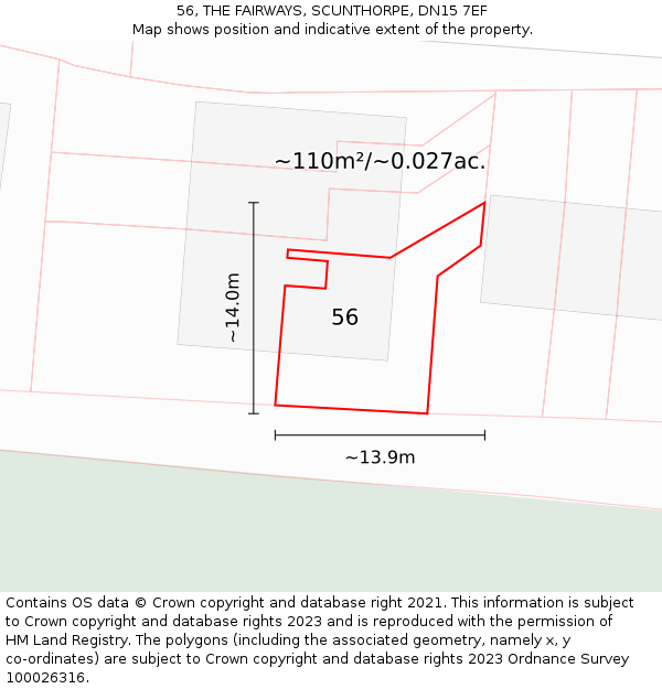 56, THE FAIRWAYS, SCUNTHORPE, DN15 7EF: Plot and title map