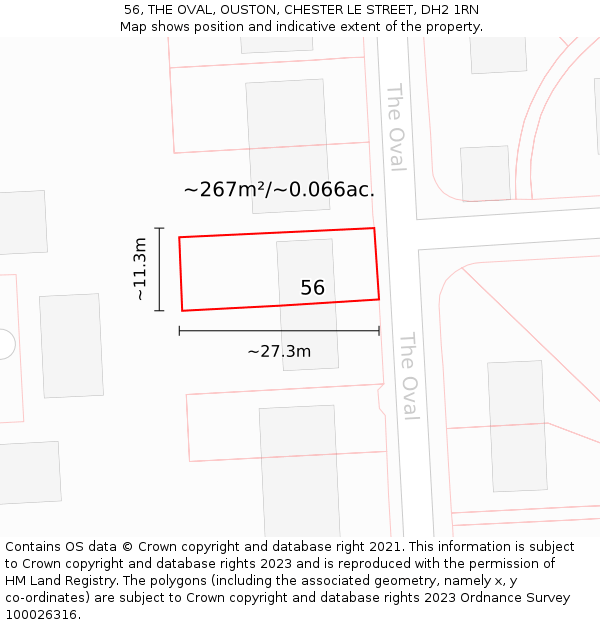 56, THE OVAL, OUSTON, CHESTER LE STREET, DH2 1RN: Plot and title map