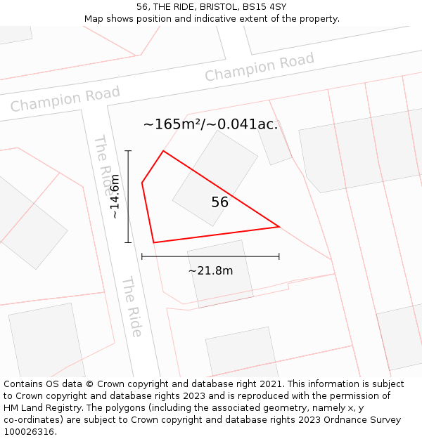 56, THE RIDE, BRISTOL, BS15 4SY: Plot and title map
