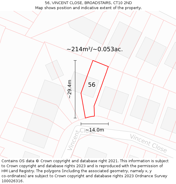 56, VINCENT CLOSE, BROADSTAIRS, CT10 2ND: Plot and title map