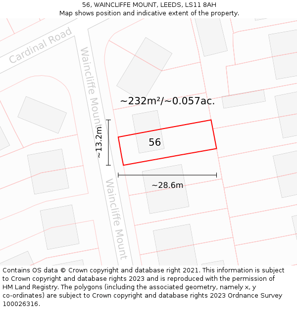 56, WAINCLIFFE MOUNT, LEEDS, LS11 8AH: Plot and title map