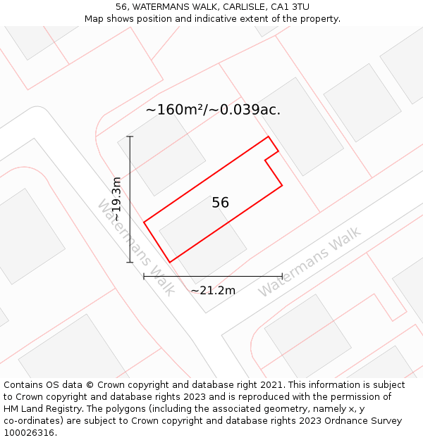 56, WATERMANS WALK, CARLISLE, CA1 3TU: Plot and title map