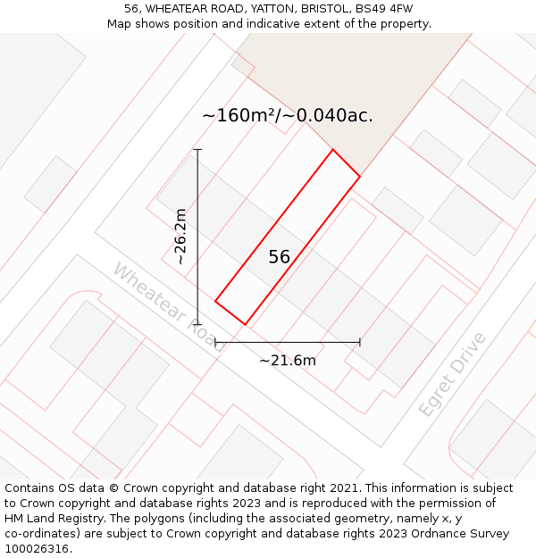 56, WHEATEAR ROAD, YATTON, BRISTOL, BS49 4FW: Plot and title map
