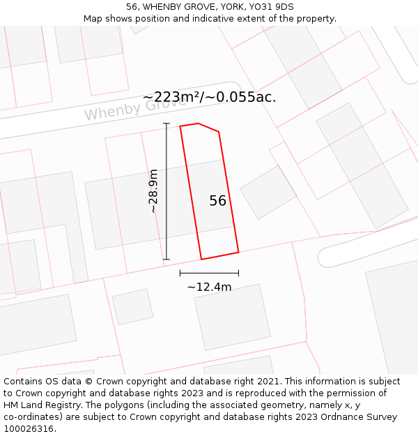 56, WHENBY GROVE, YORK, YO31 9DS: Plot and title map