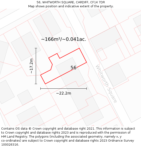 56, WHITWORTH SQUARE, CARDIFF, CF14 7DR: Plot and title map