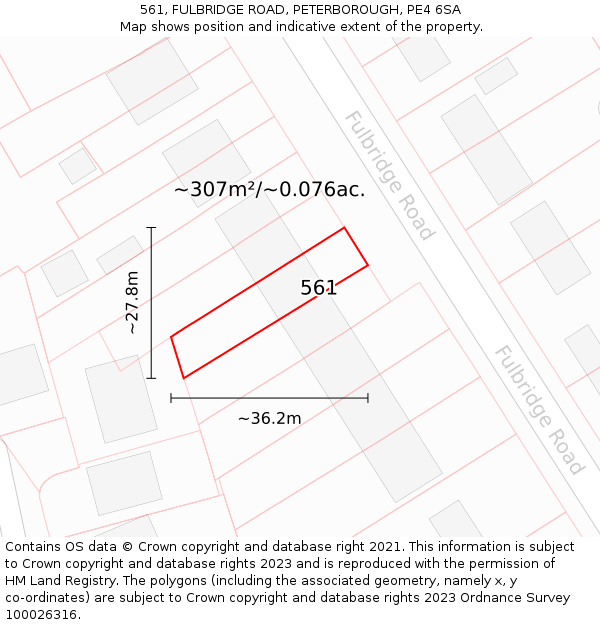 561, FULBRIDGE ROAD, PETERBOROUGH, PE4 6SA: Plot and title map