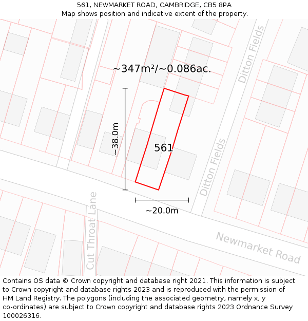 561, NEWMARKET ROAD, CAMBRIDGE, CB5 8PA: Plot and title map