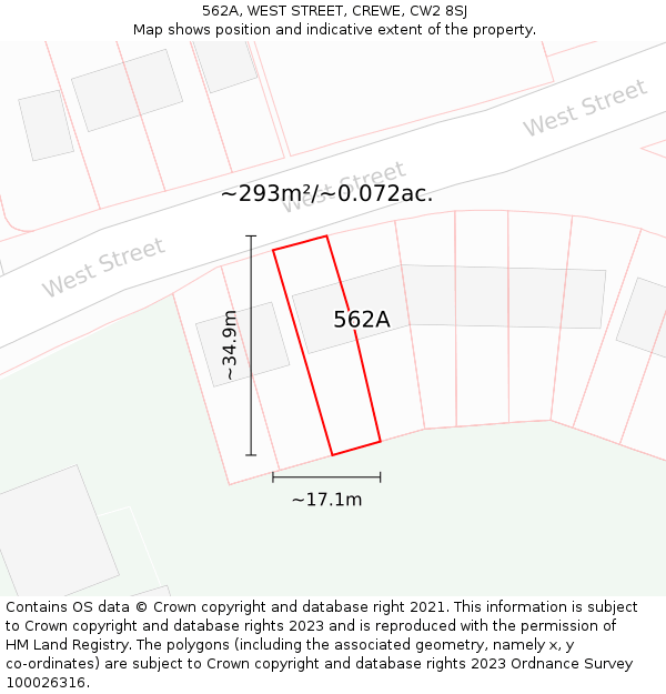 562A, WEST STREET, CREWE, CW2 8SJ: Plot and title map