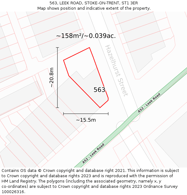 563, LEEK ROAD, STOKE-ON-TRENT, ST1 3ER: Plot and title map