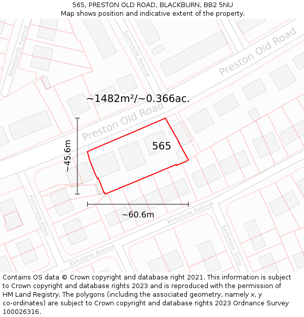 565, PRESTON OLD ROAD, BLACKBURN, BB2 5NU: Plot and title map