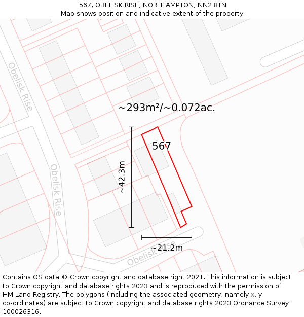 567, OBELISK RISE, NORTHAMPTON, NN2 8TN: Plot and title map