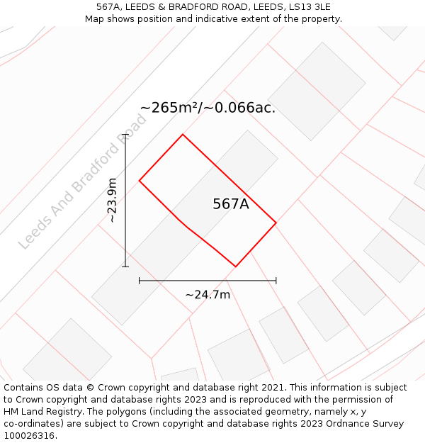 567A, LEEDS & BRADFORD ROAD, LEEDS, LS13 3LE: Plot and title map