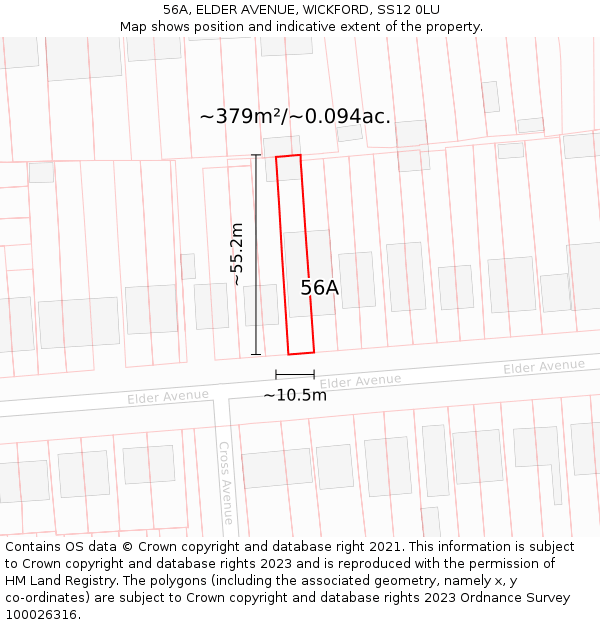 56A, ELDER AVENUE, WICKFORD, SS12 0LU: Plot and title map