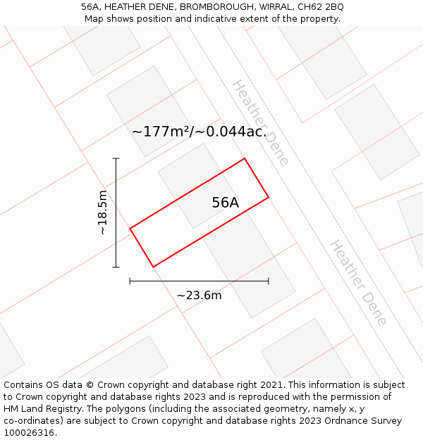 56A, HEATHER DENE, BROMBOROUGH, WIRRAL, CH62 2BQ: Plot and title map