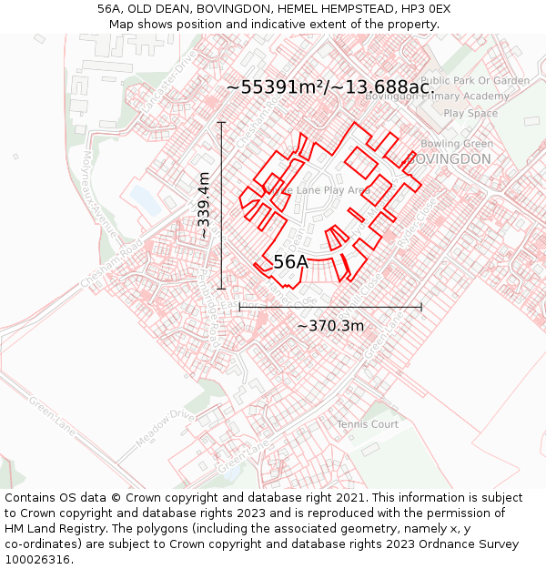 56A, OLD DEAN, BOVINGDON, HEMEL HEMPSTEAD, HP3 0EX: Plot and title map