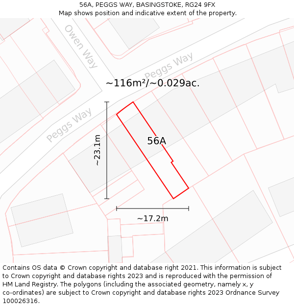 56A, PEGGS WAY, BASINGSTOKE, RG24 9FX: Plot and title map