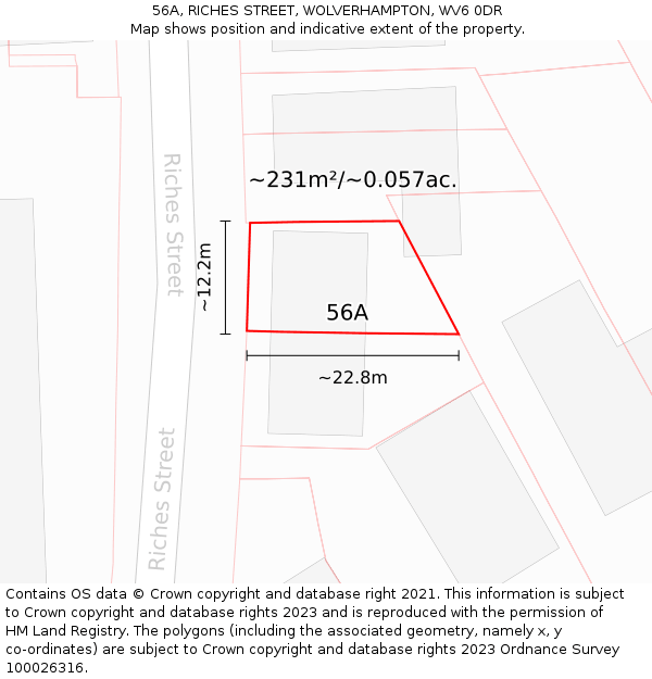 56A, RICHES STREET, WOLVERHAMPTON, WV6 0DR: Plot and title map