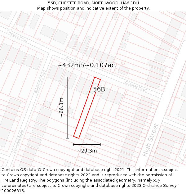 56B, CHESTER ROAD, NORTHWOOD, HA6 1BH: Plot and title map