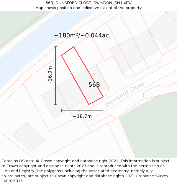 56B, DUNSFORD CLOSE, SWINDON, SN1 4PW: Plot and title map