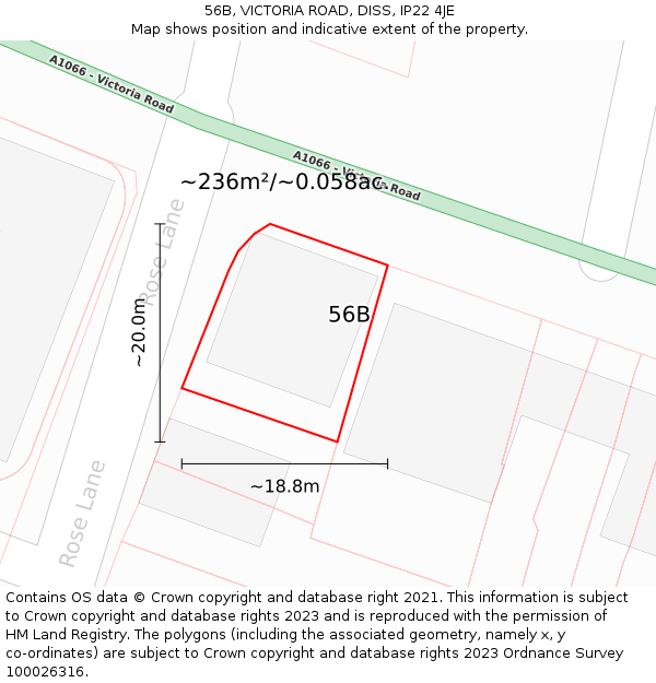 56B, VICTORIA ROAD, DISS, IP22 4JE: Plot and title map