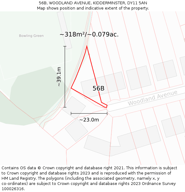 56B, WOODLAND AVENUE, KIDDERMINSTER, DY11 5AN: Plot and title map