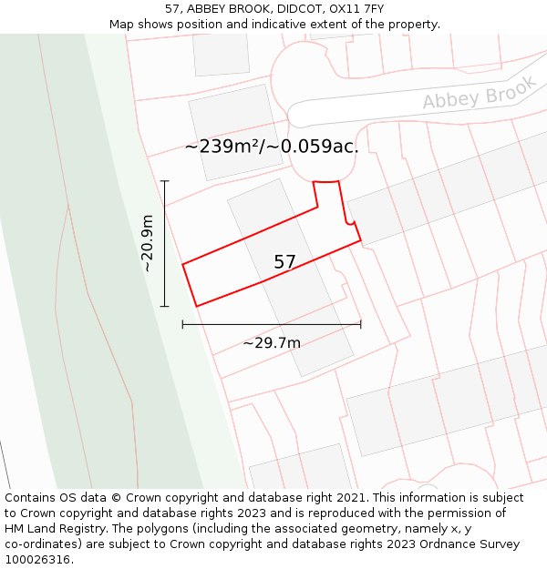57, ABBEY BROOK, DIDCOT, OX11 7FY: Plot and title map