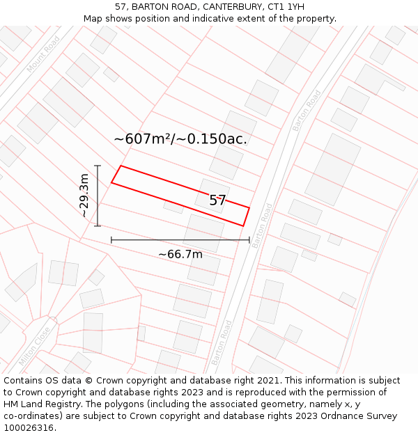 57, BARTON ROAD, CANTERBURY, CT1 1YH: Plot and title map