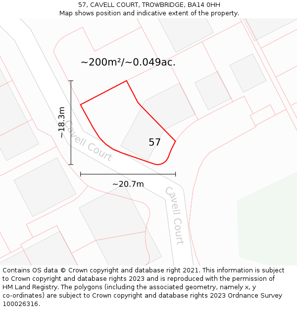 57, CAVELL COURT, TROWBRIDGE, BA14 0HH: Plot and title map