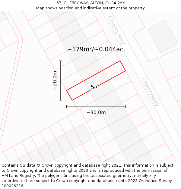 57, CHERRY WAY, ALTON, GU34 2AX: Plot and title map