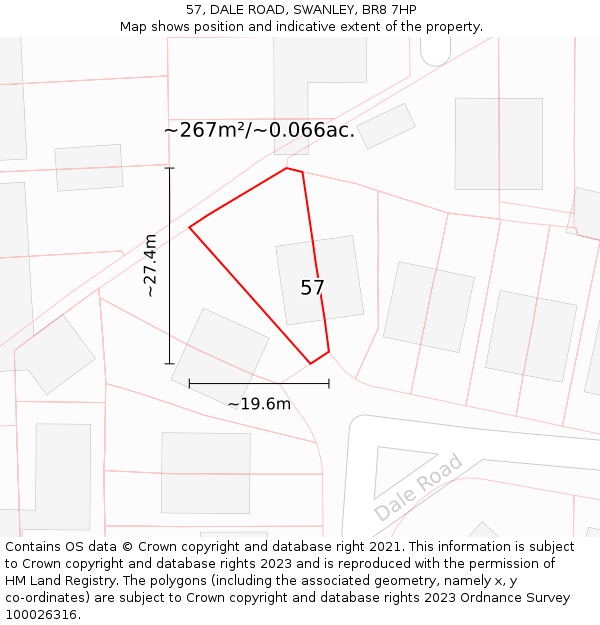 57, DALE ROAD, SWANLEY, BR8 7HP: Plot and title map