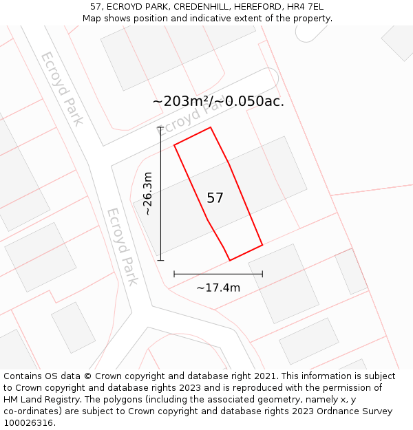 57, ECROYD PARK, CREDENHILL, HEREFORD, HR4 7EL: Plot and title map