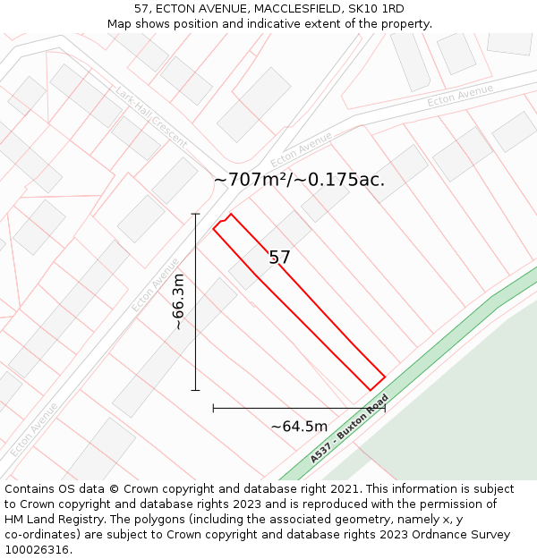 57, ECTON AVENUE, MACCLESFIELD, SK10 1RD: Plot and title map