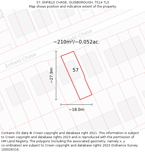 57, ENFIELD CHASE, GUISBOROUGH, TS14 7LS: Plot and title map