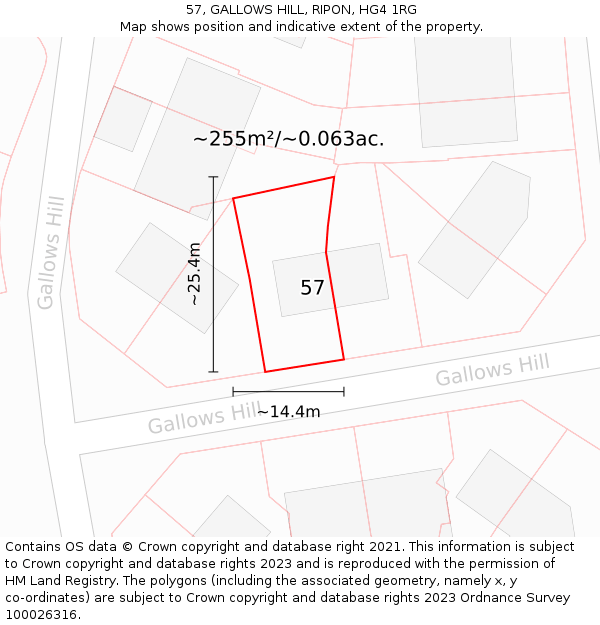 57, GALLOWS HILL, RIPON, HG4 1RG: Plot and title map