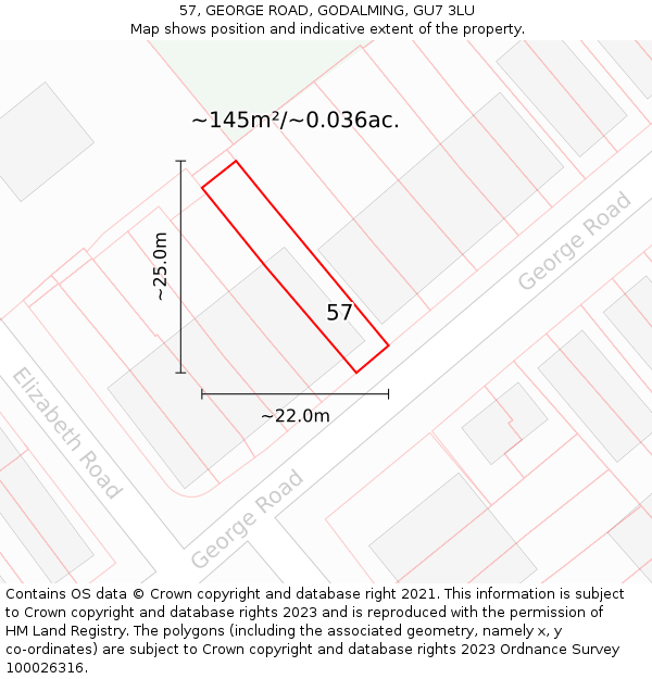 57, GEORGE ROAD, GODALMING, GU7 3LU: Plot and title map